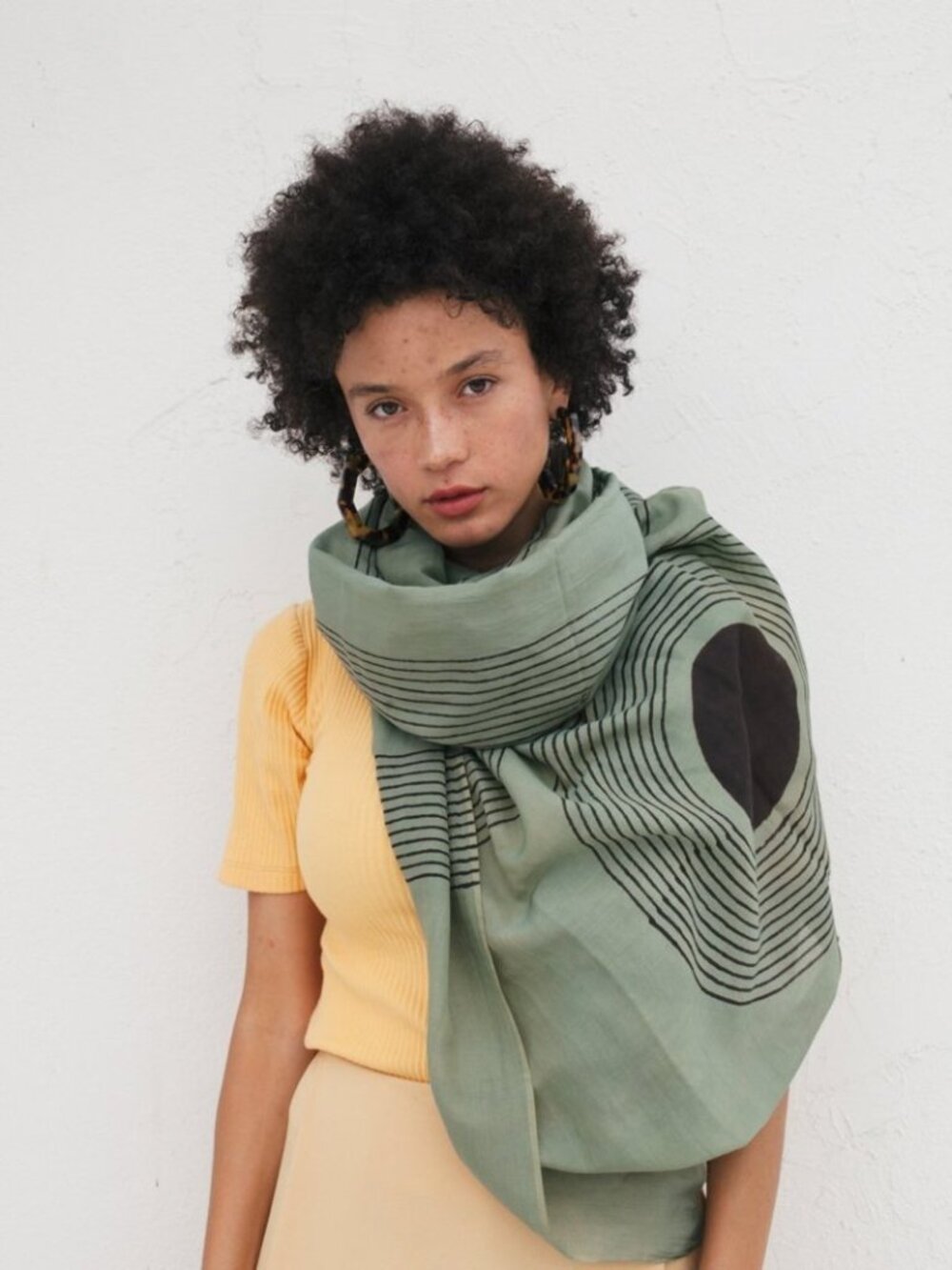 Block Shop Textiles Found Scarf in Green Sage
